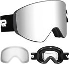 Vgooar OTG Ski Goggles for Men Women Youth, Frameless Ski Goggles with Anti-Fog