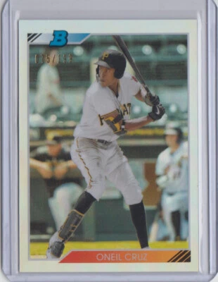 2020 Bowman Heritage Chrome 1992 Design Oneil Cruz #92CP-OC Refractor #/199 PRC - Image 1 of 2