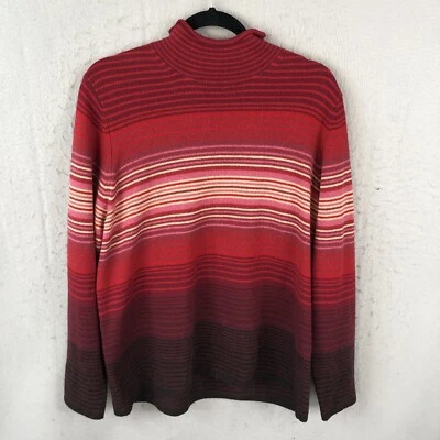 Suéter De Colección Eddie Bauer Para Mujer Grande Rojo Rosa Rayas Lana de Cordero Esquí Reino Unido Foto 1 de 4