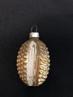 Vintage Blown Glass Unsilvered EGG Outdent Bumpy Oval Christmas Ornament Germany - Image 1 of 4