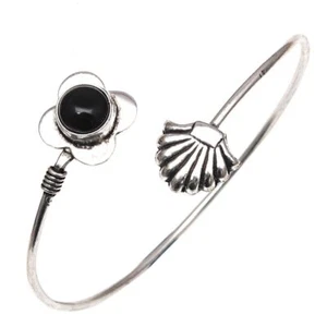 Black Spinal Gemstone Handmade Jewelry Cuff Bracelets 7''Adjustable - Picture 1 of 7