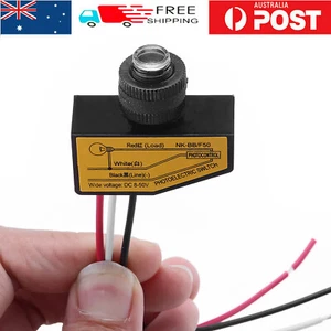 DC 12V 48V Dusk To Dawn Photocell Light Switch Light Sensor Control Switch 8-50V - Picture 1 of 17