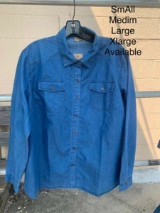 Mujer Missy Botones Vaquero Azul Cámara Camisa Top Mangas Largas 2 Bolsillos - Imagen 1 de 3
