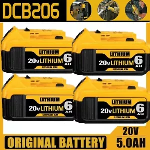 4 Pack 20V replacement For DEWALT 20 Volt Max 6.0AH LithiumIon Battery DCB207-2 - Picture 1 of 12