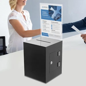 Caja de donación de acrílico con cerradura, urna con soporte para letreros, buzón de sugerencias - Imagen 1 de 17