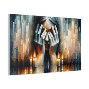 Shabbat Candles Woman Judaica 120*90cm Canvas Unframed Print Australian Wall Art - Picture 1 of 3