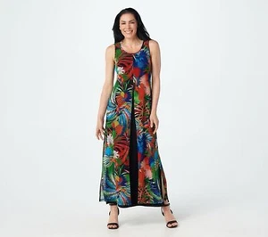 Attitudes by Renee Global Illusions Petite Dress Tropic Boho Leaf Resort 2X New - Picture 1 of 9