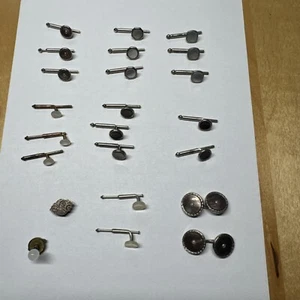 Antique Button Studs Some Mother of pearl Cuff links 1 Tie pin Used (STORAGE H) - Picture 1 of 10