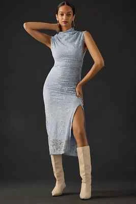 NWT Anthropologie The Maya Ruched Cowl-Neck Dress Size XLP Lace Sky #MC438 - Image 1 of 4