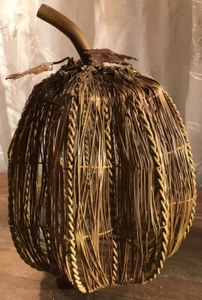Metal Wire Woven Twisted Pumpkin Table Decor Autumn Harvest 10” - Picture 1 of 6