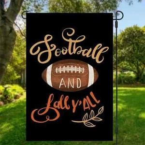 *NEW* *ADORABLE* ~ FOOTBALL AND FALL Y'ALL ~ GARDEN FLAG ~ 12X18 - Picture 1 of 1