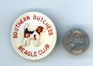 Beacon/Fishkill NY - SOUTHERN DUTCHESS BEAGLE CLUB PIN - c1950s Vintage Button - Picture 1 of 2