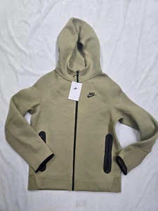 Nike Kids Sportswear Tech Fleece Neutral Olive Full-Zip Hoodie FD3285-276 Sz S - Picture 1 of 7