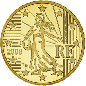 [#184516] Frankreich, 10 Euro Cent, 2008, Paris, Proof / BE, STGL, Messing, KM:1
