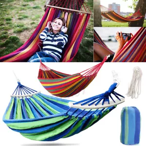 2 Person Double Camping Hammock Chair Bed Outdoor Garden Hanging Swing Sleeping - Picture 1 of 43