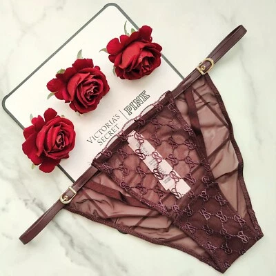 Victoria's Secret Muy Sexy Logo Bordado Tanga Bikini Panty Borgoña Foto 1 de 4