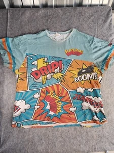 Jeanius Superme Drip Boom Jeanius T Shirt Size Large Distressed AOP - Picture 1 of 9