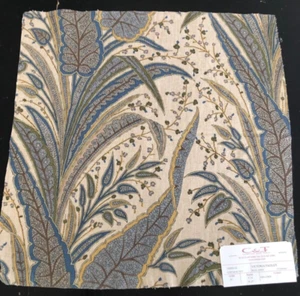 COWTAN & TOUT Victoria Paisley in Blue, Linen 17 1/2" Linen Fabric Sample - Picture 1 of 3