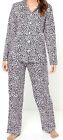 New Womens Leopard Print Flannel Pyjama Set Pink Size Uk 12/14