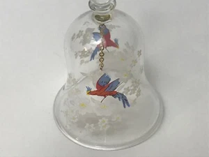 Vintage Glass Dinner Bell Bird + Flowers Decor G8 - Picture 1 of 9