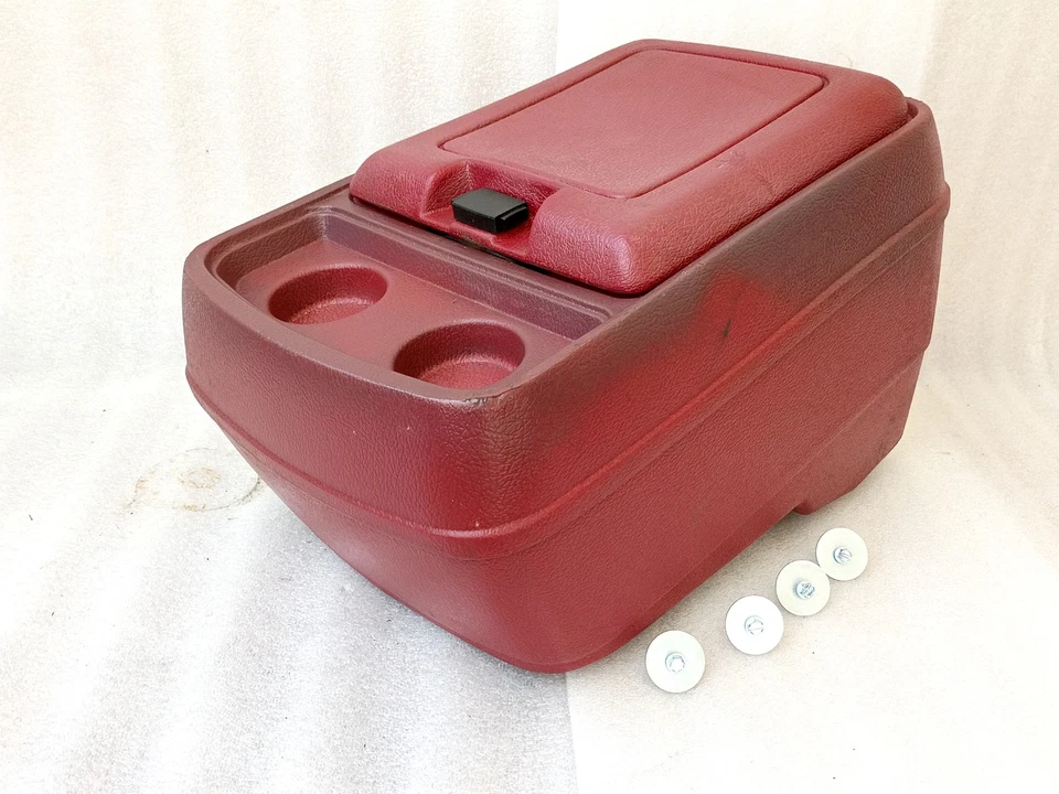 80-91 Red Center Console w/ Cup Holders F150 F250 F350 Bronco OEM - Image 1 of 4