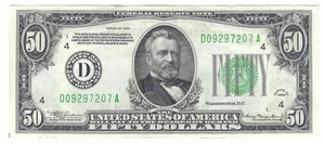 1934 $50 Small Size Federal Reserve Note, Julian-Morgenthau - Picture 1 of 2