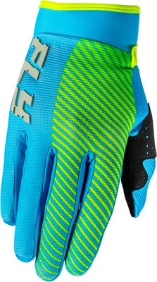 Luvas Fly Racing F-16 juvenil grande azul Hi-Vis MX ATV UTV bicicleta suja BMX YL crianças - Imagem 1 de 4