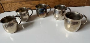 VTG MCM Set of 5 F. B. ROGERS Silver -Plated Small Child Baby Cups 2.5 Inches - Picture 1 of 11
