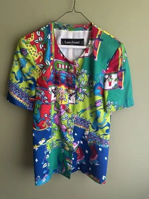 Louis Feraud Lined Top Sz 6 Italian Gold Buttons Art To Wear Vintage Maximalist - Image 1 of 4