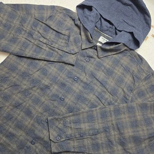 Camicia uomo Hurley XXL in flanella con cappuccio e bottoni a quadri manica lunga vestibilità classica - Foto 1 di 14