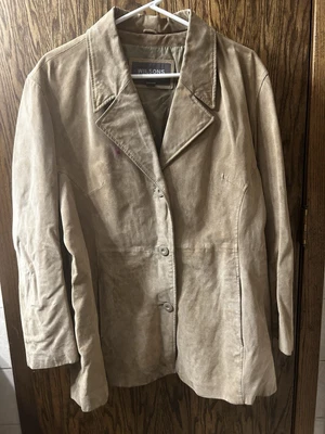Chaqueta de cuero estilo blazer de gamuza tostada para mujer Wilson's talla XXL Foto 1 de 4