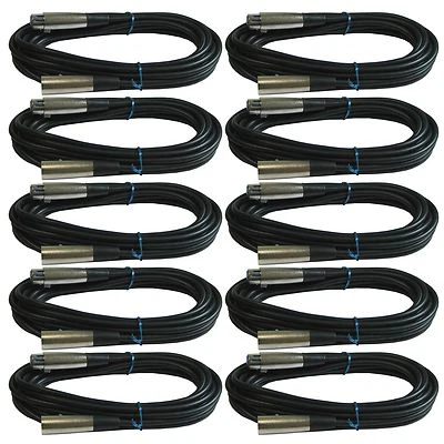 MCSPROAUDIO 10 lot 10ft xlr male female 3pin MIC Shielded Cable microphone audio cord pack