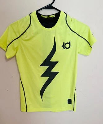 Boy's Nike 'KD Pro Cool' Fitted Compression T-Shirt, Yellow/Black, XS 7 - Image 1 of 4