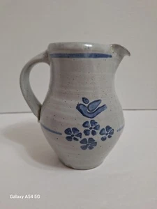 Vintage Nicholas Mosse Pottery Pitcher Jug Blue Birds Floral Salt Glaze Ireland - Picture 1 of 13