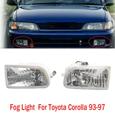 2Pcs Front LH+RH Bumper Fog Light Lamp Assy Fit for Toyota Corolla 93-97 Foto 1 de 4