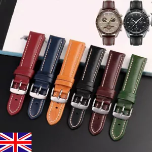 20mm Genuine Leather Watch Strap Fit For Omega X Swatch Joint Moon Vintage Band - Picture 1 of 17