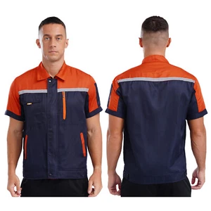 Mens Shirt Workshop Jacket Contrast Color Tops High Visibility Uniform Work - Picture 1 of 71