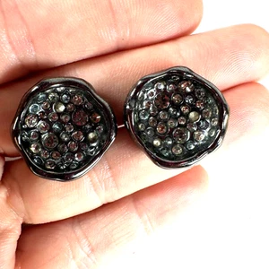Alexis Bittar Earrings Saucer Bowl Pierced Mosaic Sparkle Round Pierced Stud - Picture 1 of 3