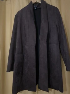 Ladies Coat New Look Brown Faux Suede Size 14 Going Out Fun - Picture 1 of 5