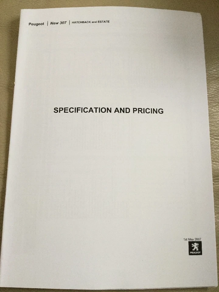 Peugeot 307 Car Specification And Pricing - May 2007 - Image 1 of 1