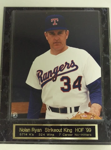 Nolan Ryan 10x13 Wood Plaque ~ 8x10 Photo w/Brass Nameplate ~ HOF 1999 (A3) Cover