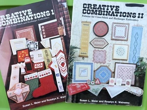Hardanger Embroidery Creative Combinations I II Pattern Book Lot Doily Bull Pull - Picture 1 of 10