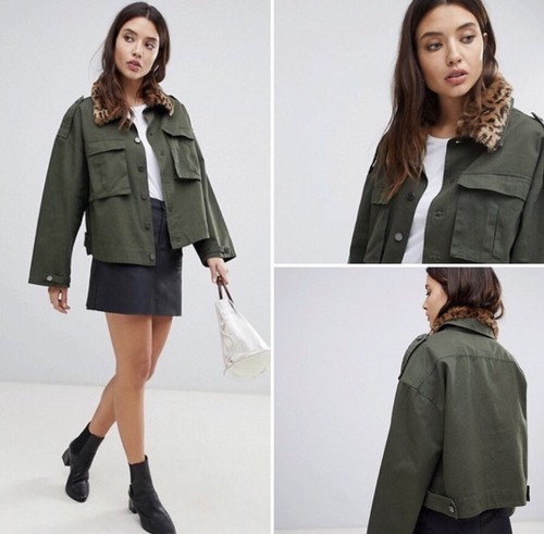 VETEMENTS Giacca utility Anthropologie BLANK NYC stampa leopardata colletto verde MEDIA NUOVA CON ETICHETTE