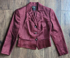YL by Yair Imported Italian Fabric Wine Red Textured Women's Blazer Size 4 USA - Picture 1 of 19