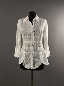 Bottega by Elisa Cavaletti weiß Langarm Capri Bluse Shirt Top Tunika Gr. S - Bild 1 von 7