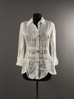 Bottega на Elisa Cavaletti белый длинным рукавом Капри блузка рубашка верхняя туника размер S - Изображение 1 из 4