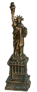 Statua della Libertà Bronzo Monumento Statuina 9,25"H Area Osservazione Base Piedistallo - Foto 1 di 11