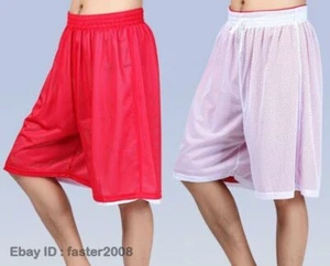 Hombres Pantalones Cortos Deportivos Reversibles Piernas Largas Sueltos Malla Boxer Pantalones Cordón Moda - Imagen 1 de 31