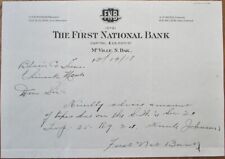 McVille, Nd 1918 Letterhead, First National Bank, North Dakota to Chinook, Mt