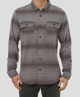 $95 O'neill Men Standard-Fit Gray Long-Sleeve Button Casual Flannel Shirt Size S - Image 1 of 2